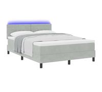 vidaXL Letto Box Spring con Materasso e Luce LED Grigio Chiaro 140x190 cm VellutoLetti moderni