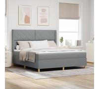 vidaXL Letto Box Spring con Materasso e Luce LED Grigio Chiaro 180x200 cm in Tessuto