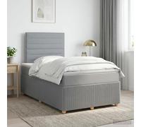 vidaXL Letto a molle con materasso grigio chiaro, 120 x 200 cm, in tessuto, camera da letto moderna, letto imbottito, testiera regolabile in altezza, mobili pratici, comoda struttura a doghe