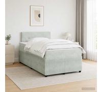 vidaXL Letto boxspring con materasso grigio chiaro 120 x 200 cm Velluto, letto moderno con testiera regolabile, velluto, confortevole, mobile salvaspazio elegante per la camera da letto