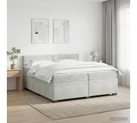 vidaXL Letto box spring con materasso Grigio Chiaro 200 x 200 cm