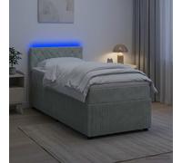 vidaXL Letto box spring con materasso Grigio Chiaro 80 x 200 cm