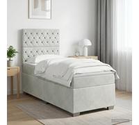 vidaXL Letto box spring con materasso Grigio Chiaro 80 x 200 cm