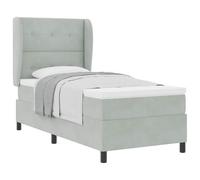 vidaXL Letto Box Spring con Materasso Grigio Chiaro, 90 x 190 cm, in Velluto. Ha Un Sistema a Tasche, la Copertura è Rimovibile e con Cerniera. Design Moderno, Regolabile e Perfetto per Il Riposo.