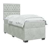 vidaXL Letto box spring con materasso Grigio Chiaro 90 x 200 cm