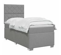vidaXL Letto box spring con materasso Grigio Chiaro Singolo Tessuto