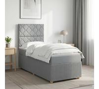 vidaXL Letto box spring con materasso Grigio Chiaro Singolo Tessuto