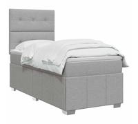 vidaXL Letto box spring con materasso Grigio Chiaro Singolo Tessuto