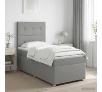 vidaXL Letto box spring con materasso Grigio Chiaro Singolo Tessuto