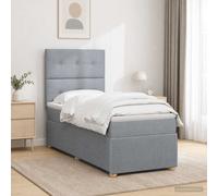 Letto box spring con materasso Grigio Chiaro Singolo Tessuto
