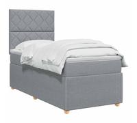vidaXL Letto box spring con materasso Grigio Chiaro Singolo Tessuto