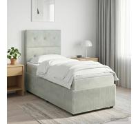 vidaXL Letto box spring con materasso Grigio Chiaro Singolo Velluto