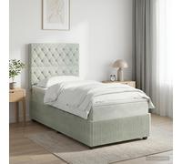 vidaXL Letto box spring con materasso Grigio Chiaro Singolo Velluto