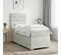 vidaXL Letto box spring con materasso Grigio Chiaro Singolo Velluto