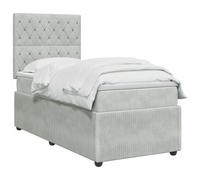 vidaXL Letto box spring con materasso Grigio Chiaro Singolo Velluto