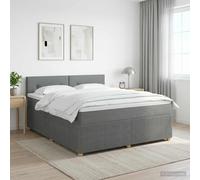vidaXL Letto box spring con materasso Grigio Scuro 160 x 200 cm, Letto moderno, testiera regolabile, telaio imbottito, materasso medio solido, stile e comfort