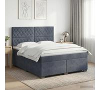 vidaXL Letto boxspring con materasso grigio scuro 160 x 200 cm Velluto, Camera, Letto alla moda, Velluto, testiera regolabile, materasso fermo, sonno riparatore, idee deco