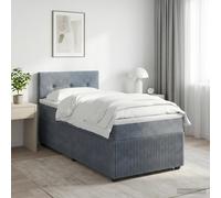 Letto box spring con materasso Grigio Scuro 80 x 200 cm Velluto