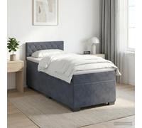 vidaXL Letto box spring con materasso Grigio Scuro 90 x 190 cm Velluto