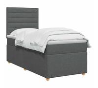 vidaXL Letto box spring con materasso Grigio Scuro 90 x 200 cm Tessuto | Offre un supporto perfettamente bilanciato, adattabile all'altezza desiderata, illuminazione USB pratica e a risparmio