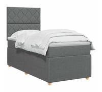 vidaXL Letto box spring con materasso Grigio Scuro Singolo Tessuto