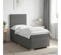 vidaXL Letto box spring con materasso Grigio Scuro Singolo Tessuto