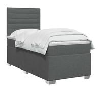 vidaXL Letto box spring con materasso Grigio Scuro Singolo Tessuto