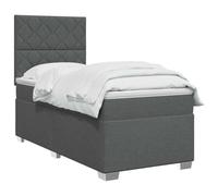 vidaXL Letto box spring con materasso Grigio Scuro Singolo Tessuto