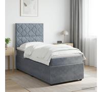 vidaXL Letto box spring con materasso Grigio Scuro Singolo Velluto