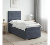 vidaXL Letto box spring con materasso Grigio Scuro Singolo Velluto