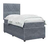 vidaXL Letto box spring con materasso Grigio Scuro Singolo Velluto
