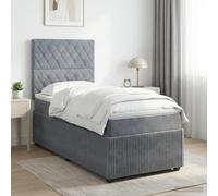 vidaXL Letto box spring con materasso Grigio Scuro Singolo Velluto