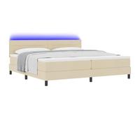 vidaXL Letto Box Spring con Materasso & LED Crema 200x200 cm Tessuto