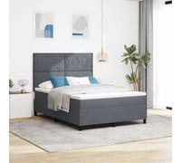 vidaXL Letto Box Spring con Materasso & LED Grigio Scuro 140x200 cm Velluto