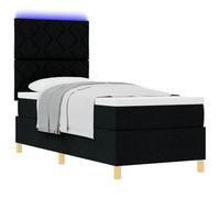 vidaXL Letto Box Spring con Materasso & LED Nero 80x200 cm Tessuto