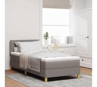 vidaXL Letto Box Spring con Materasso & LED Tortora 90x190 cm Tessuto