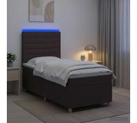 vidaXL Letto a molle con materasso marrone scuro, 90 x 190 cm, tessuto | Offre un supporto perfettamente bilanciato, adattabile all'altezza desiderata, illuminazione USB pratica e a risparmio