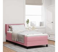 vidaXL Letto Box Spring con Materasso Nero 100x200 cm in Velluto Rosa