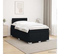 vidaXL Letto box spring con materasso Nero 120 x 200 cm Tessuto, Camera, Letto a Molle Moderno, Superficie Confortevole, Testiera Regolabile, Telaio Pratico, Supporto Per Materasso