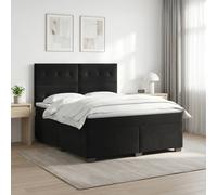 vidaXL Letto boxspring con materasso nero, 140 x 190 cm, vellutato, camera da letto, alla moda, velluto, testiera regolabile, materasso fermo, sonno ristoratore, idee deco
