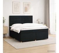 vidaXL Letto a molle con materasso nero, 140 x 200 cm, tessuto | Offre un supporto perfettamente bilanciato, adattabile all'altezza desiderata, illuminazione USB pratica e a risparmio