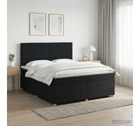 vidaXL Letto a molle con materasso nero, 180 x 200 cm, in tessuto, arredo moderno per camera da letto, letto a molle, telaio regolabile, materasso comodo, elegante soluzione per il sonno