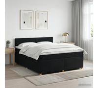 vidaXL Letto a molle con materasso nero, 180 x 200 cm, in tessuto, per camera da letto, moderno letto a molle con testiera regolabile, materasso a media rigidità, mobili comodi per un sonno tranquillo