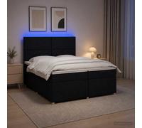 vidaXL Letto box spring con materasso Nero 200 x 200 cm Tessuto