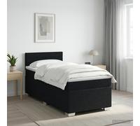 Letto box spring con materasso Nero 90 x 190 cm Tessuto