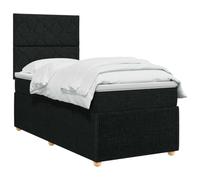 vidaXL Letto box spring con materasso Nero 90 x 190 cm Tessuto | Regola facilmente l'altezza del tuo letto, mantieni tutto fresco con rivestimenti rimovibili, supporta tutte le posizioni di