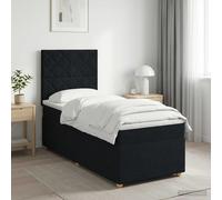vidaXL Letto box spring con materasso Nero 90 x 200 cm Tessuto | Altezza personalizzata per un comfort su misura, fissaggio e durevole per un uso prolungato, offre una migliore sagomatura e