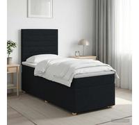 Letto box spring con materasso Nero 90 x 200 cm Tessuto