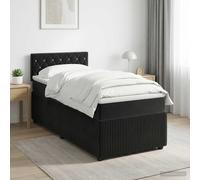 vidaXL Letto box spring con materasso Nero 90 x 200 cm Velluto