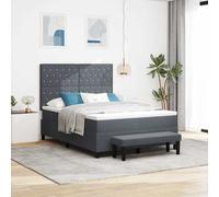 vidaXL Letto Box Spring con Materasso & Panca Grigio Scuro 160x200 cm Velluto